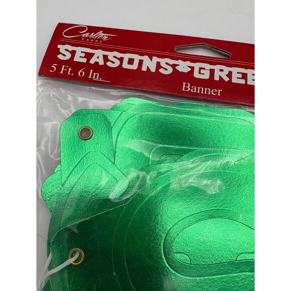 NOS Carlton Cards Metallic Banners Lot of 3 Seasons Greetings Merry Christmas - Picture 4 of 5